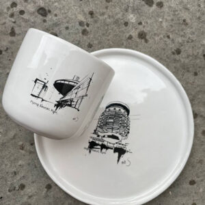 Hotel Salut Plate and Flying Saucer Cup Set